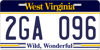 WV license plate 2GA096