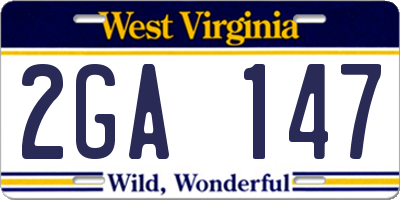 WV license plate 2GA147