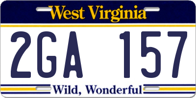 WV license plate 2GA157