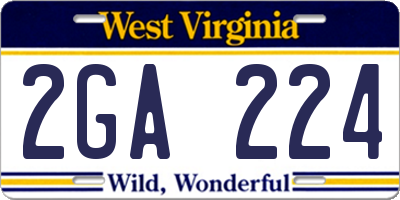 WV license plate 2GA224