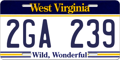 WV license plate 2GA239