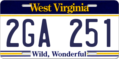 WV license plate 2GA251