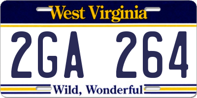 WV license plate 2GA264