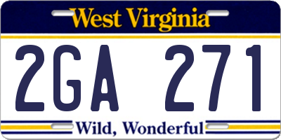 WV license plate 2GA271