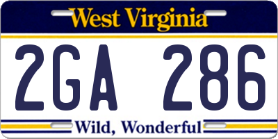 WV license plate 2GA286