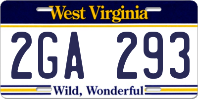 WV license plate 2GA293