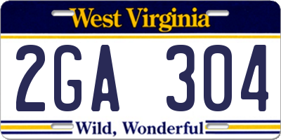 WV license plate 2GA304
