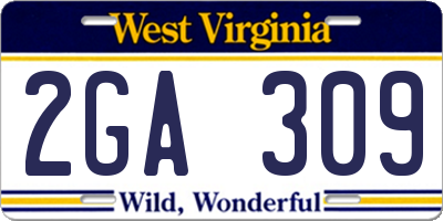 WV license plate 2GA309