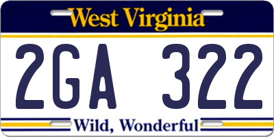 WV license plate 2GA322