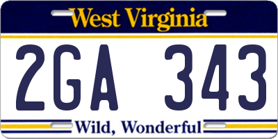 WV license plate 2GA343