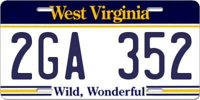 WV license plate 2GA352