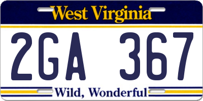 WV license plate 2GA367