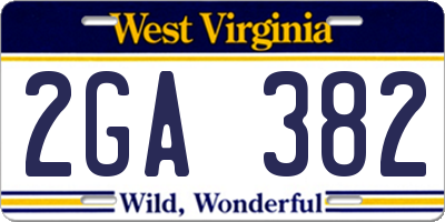 WV license plate 2GA382