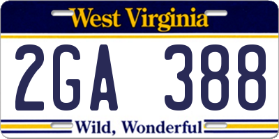 WV license plate 2GA388
