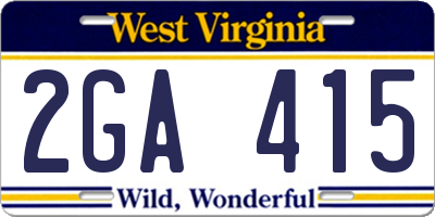 WV license plate 2GA415