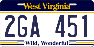 WV license plate 2GA451