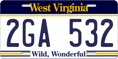 WV license plate 2GA532