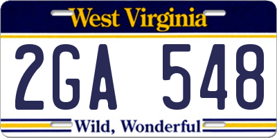 WV license plate 2GA548