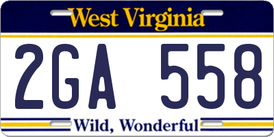 WV license plate 2GA558