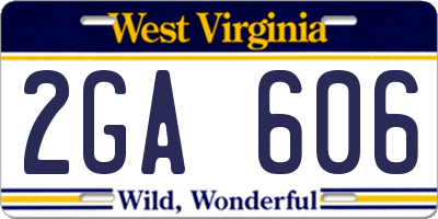 WV license plate 2GA606