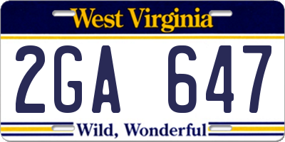 WV license plate 2GA647