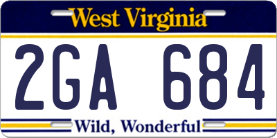 WV license plate 2GA684