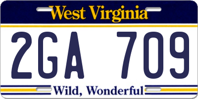 WV license plate 2GA709