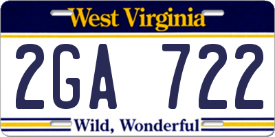 WV license plate 2GA722