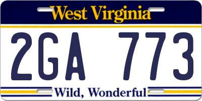 WV license plate 2GA773