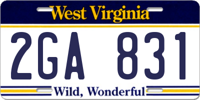 WV license plate 2GA831