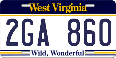 WV license plate 2GA860
