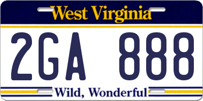 WV license plate 2GA888