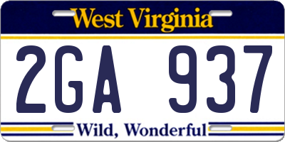 WV license plate 2GA937