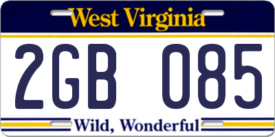 WV license plate 2GB085