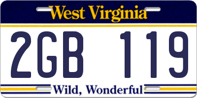 WV license plate 2GB119