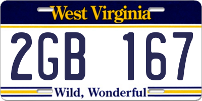 WV license plate 2GB167