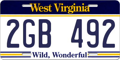 WV license plate 2GB492