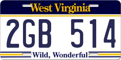 WV license plate 2GB514