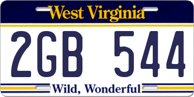 WV license plate 2GB544