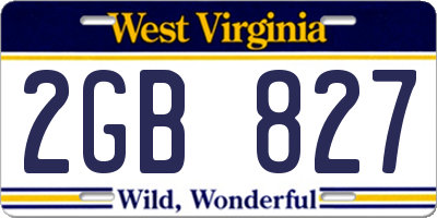 WV license plate 2GB827