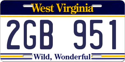 WV license plate 2GB951
