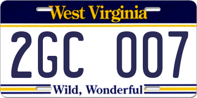 WV license plate 2GC007