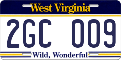 WV license plate 2GC009