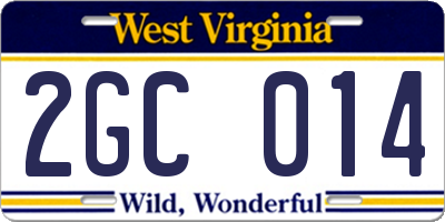 WV license plate 2GC014