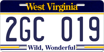 WV license plate 2GC019
