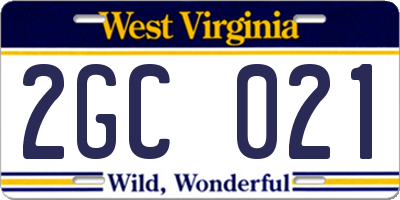 WV license plate 2GC021