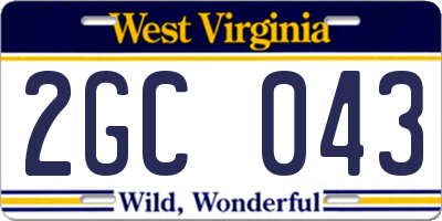 WV license plate 2GC043