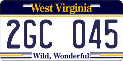 WV license plate 2GC045