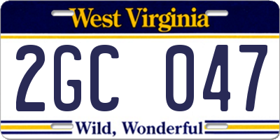 WV license plate 2GC047