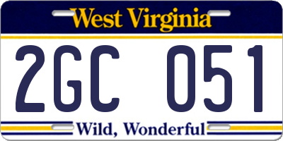 WV license plate 2GC051